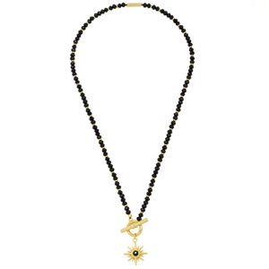 Estella Bartlett Black Agate Star Charm T-Bar Necklace